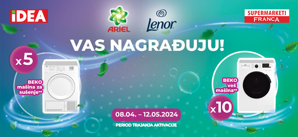 “Ariel & Lenor vas nagrađuju” - Velika nagradna igra u IDEI i Franci