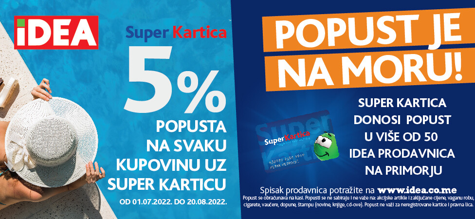 Popust na moru - 5% popusta na svaku kupovinu uz Super Karticu